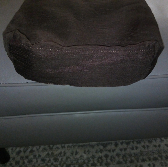 Silky Brown Satchel Purse with Bamboo Top Handle - Picture 7 of 10